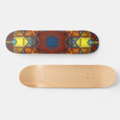 Mosaik Mandala Blume Rot Gelb und Blau Skateboard (Horizontal)