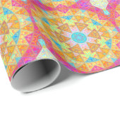 Mosaik Mandala Gelb Rosa und Blau Geschenkpapier (Rolleneckpunkt)