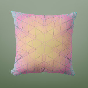 Mosaik Mandala Gelb Rosa und Blau Kissen