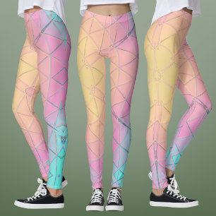 Mosaik Mandala Gelb Rosa und Blau Leggings