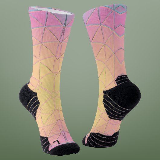 Mosaik Mandala Gelb Rosa und Blau Socken