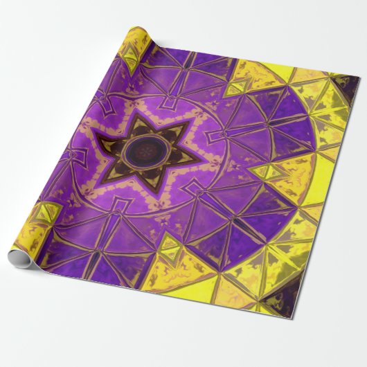 Mosaik Mandala Lila und gelb Geschenkpapier (Ungerollt)