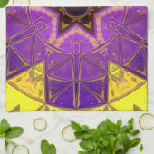 Mosaik Mandala Lila und gelb Geschirrtuch (Gefaltet)