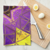 Mosaik Mandala Lila und gelb Geschirrtuch (Viertel Falte)