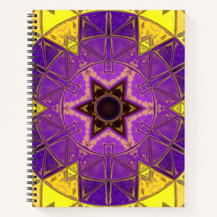 Mosaik Mandala Lila und gelb Notizblock
