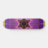 Mosaik Mandala Lila und gelb Skateboard (Horizontal)