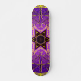 Mosaik Mandala Lila und gelb Skateboard