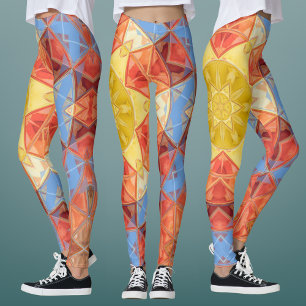 Mosaik Mandala Orange Blue und Yellow Leggings