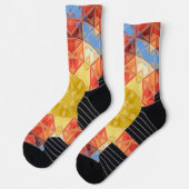 Mosaik Mandala Orange Blue und Yellow Socken (Links)