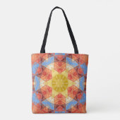 Mosaik Mandala Orange Blue und Yellow Tasche (Rückseite)
