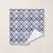 Mosaik marokkanisches Fliesenmuster#2 Blau-Weiß-ID Badhandtuch Set (Waschlappen)