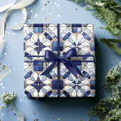 Mosaik marokkanisches Fliesenmuster#2 Blau-Weiß-ID Geschenkpapier