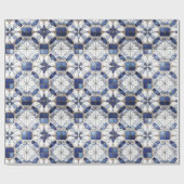 Mosaik marokkanisches Fliesenmuster#2 Blau-Weiß-ID Geschenkpapier (Flach)