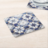 Mosaik marokkanisches Fliesenmuster#2 Blau-Weiß-ID Rechteckiger Pappuntersetzer (angewinkelt)