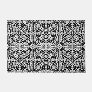 Mosaik-marokkanisches Fliesenmuster in Schwarz/Wei Fußmatte