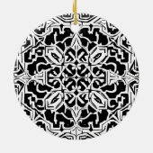 Mosaik-marokkanisches Fliesenmuster in Schwarz/Wei Keramik Ornament (Hinten)