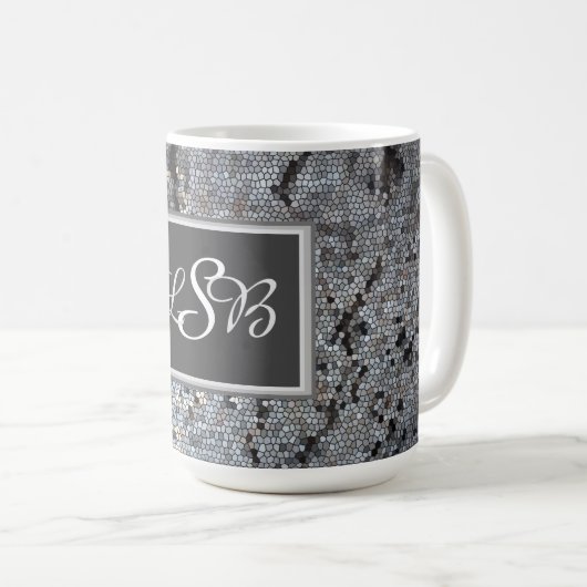 Mosaik Masuline Color Tile Muster Monogramm Kaffeetasse (VorderseiteRechts)