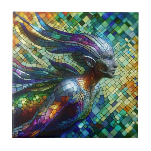 Mosaik Mermaid rechts nach Fliese (Vorderseite)