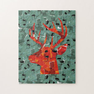 Mosaik mit Hirschkopf-Silhouette Puzzle
