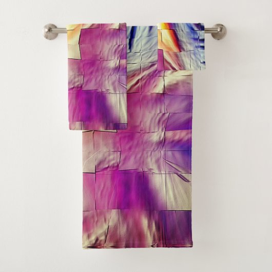 Mosaik mit rosa gelber Textur und weichem Schnitzw Badhandtuch Set (Insitu)