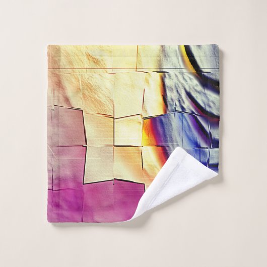 Mosaik mit rosa gelber Textur und weichem Schnitzw Badhandtuch Set (Waschlappen)