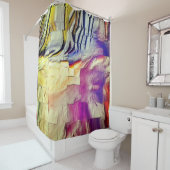 Mosaik mit rosa gelber Textur und weichem Schnitzw Duschvorhang (Beispiel)