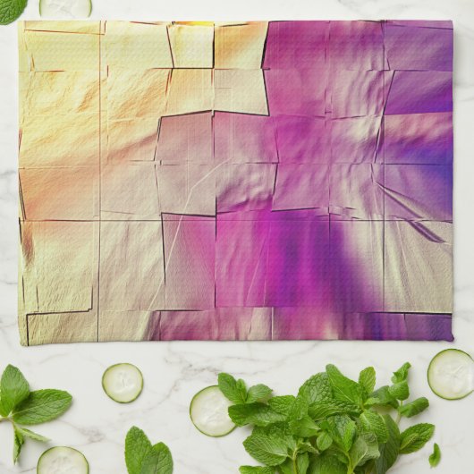 Mosaik mit rosa gelber Textur und weichem Schnitzw Geschirrtuch (Gefaltet)