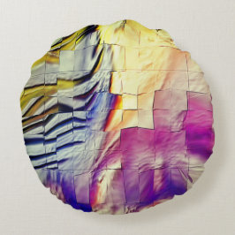 Mosaik mit rosa gelber Textur und weichem Schnitzw Rundes Kissen