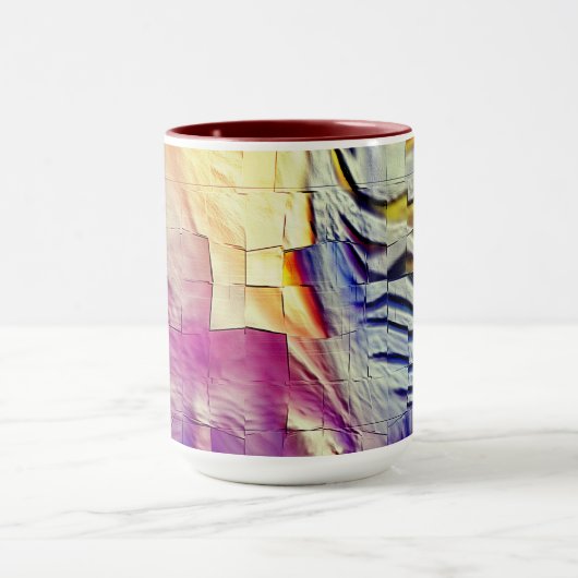 Mosaik mit rosa gelber Textur und weichem Schnitzw Tasse (Zentrum)