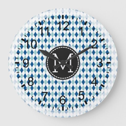 Mosaik Modern Monogram #6 Große Wanduhr (Vorderseite)
