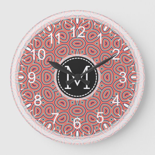 Mosaik Modern Monogram #9 Große Wanduhr (Vorderseite)