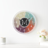 Mosaik Modernes Monogramm Große Wanduhr (Zuhause)