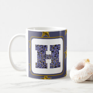 Mosaik Monogram Gold Stars Letter H Kaffeetasse
