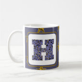 Mosaik Monogram Gold Stars Letter H Kaffeetasse (Links)