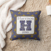 Mosaik Monogram Gold Stars Letter H Kissen (Decke)