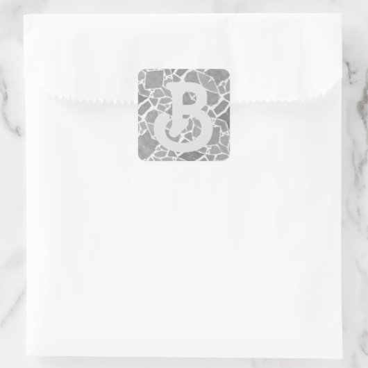 Mosaik-Monogramm B Quadratischer Aufkleber (Tasche)