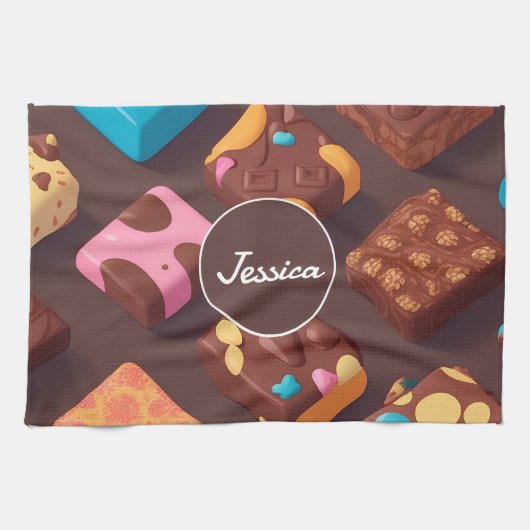 Mosaik Mosaik Cotton Candy Personalisiert Pattern Geschirrtuch (Horizontal)