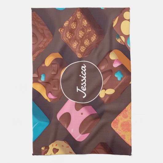 Mosaik Mosaik Cotton Candy Personalisiert Pattern Geschirrtuch (Vertikal)