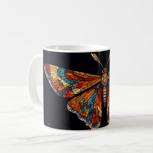 Mosaik Moth Butterfly Kaffeetasse (Vorderseite Links)