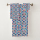 Mosaik-Muster Staubblau-Badehandtuch-Set Badhandtuch Set (Insitu)