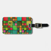 Mosaik Muster Wasserfarbenmonogramm-Gepäckstück Gepäckanhänger (Vorderseite horizontal)