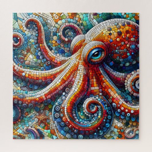 Mosaik Octopus Artistic Ocean Colorful Sea Life Puzzle (Vertikal)