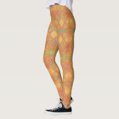 Mosaik orangefarbene Jade grün geometrisch gestalt Leggings (Links)