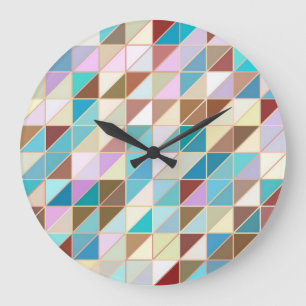 Mosaik - Pastelle und Erdtönen Große Wanduhr