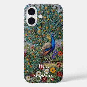 Mosaik-Pfau-Garten-Künstlerische-iPhone-Hülle iPhone 16 Hülle