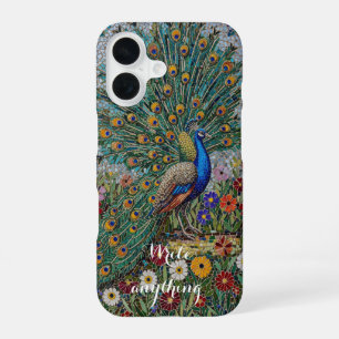 Mosaik-Pfau-Garten-Künstlerische-iPhone-Hülle iPhone 16 Hülle