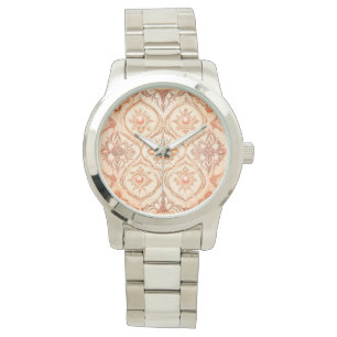 Mosaik-Pfirsich mit Perlen-Design-Kunst, Frauen Armbanduhr