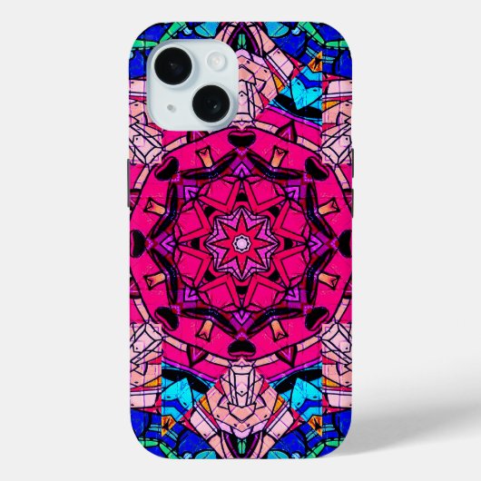 Mosaik Pink Mandala Floral Psychedelic Retro Case-Mate iPhone Hülle (Rückseite)