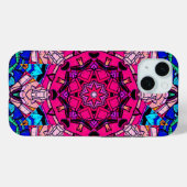 Mosaik Pink Mandala Floral Psychedelic Retro Case-Mate iPhone Hülle (Rückseite (Horizontal))