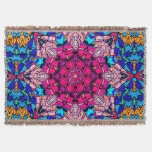 Mosaik Pink Mandala Floral Psychedelic Retro